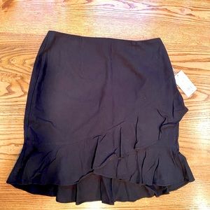 Black lined shirt with ruffle front